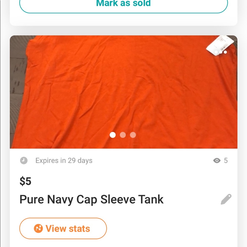 Orange Capped Sleeve Tank Top | Brand: Pure Navy